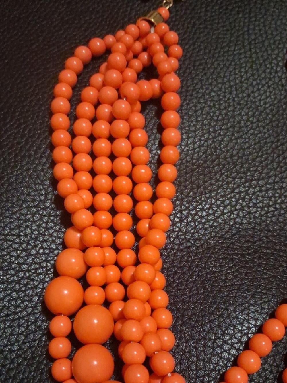 Multi-Strand Orange Beaded Statement Necklace - Picture 3 of 5